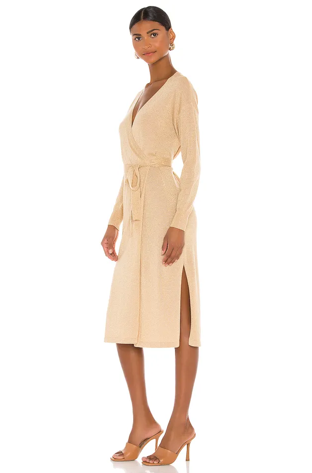 Sweaters and Knits Women Lovers and Friends Azita Wrap Dress Gold Sweaters and Knits Women Lovers and Friends Azita Wrap Dress Gold