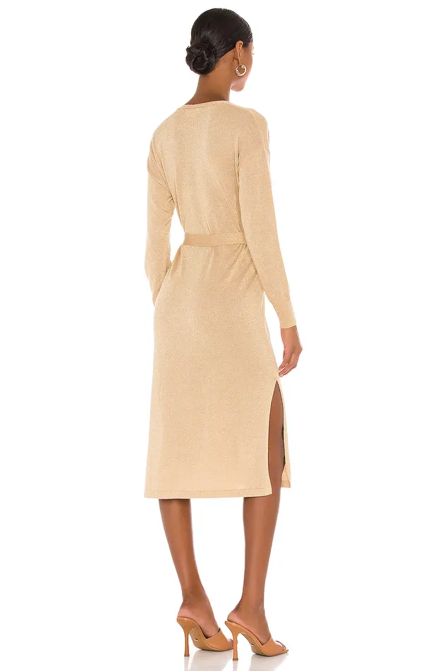 Sweaters and Knits Women Lovers and Friends Azita Wrap Dress Gold Sweaters and Knits Women Lovers and Friends Azita Wrap Dress Gold