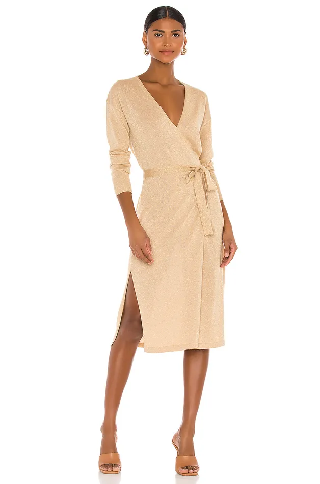 Sweaters and Knits Women Lovers and Friends Azita Wrap Dress Gold Sweaters and Knits Women Lovers and Friends Azita Wrap Dress Gold