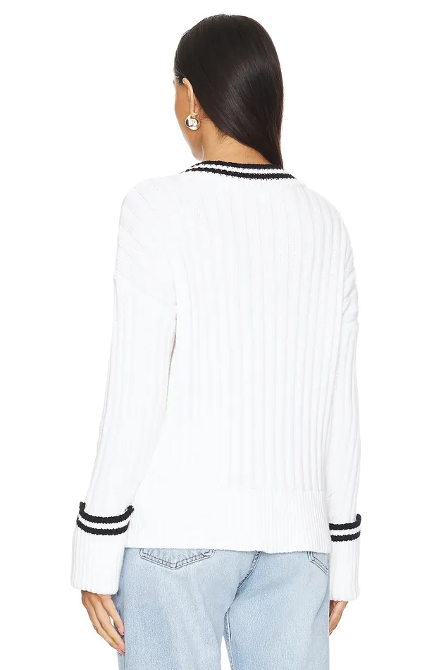 Sweaters and Knits Women Lovers and Friends Danil V Neck Sweater White and Black Sweaters and Knits Women Lovers and Friends Danil V Neck Sweater White and Black