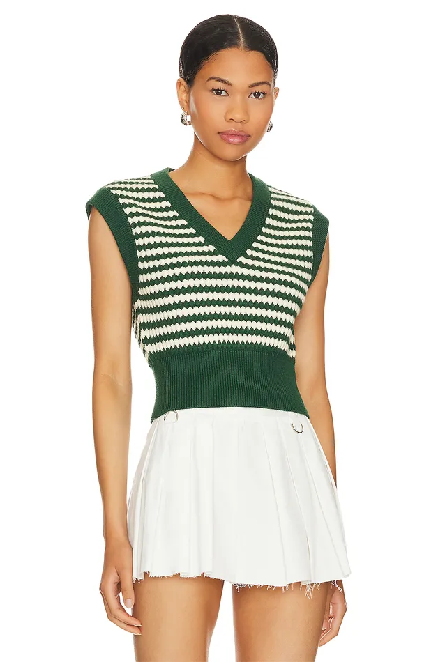 Sweaters and Knits Women Lovers and Friends Elie Sweater Vest Green and White Sweaters and Knits Women Lovers and Friends Elie Sweater Vest Green and White