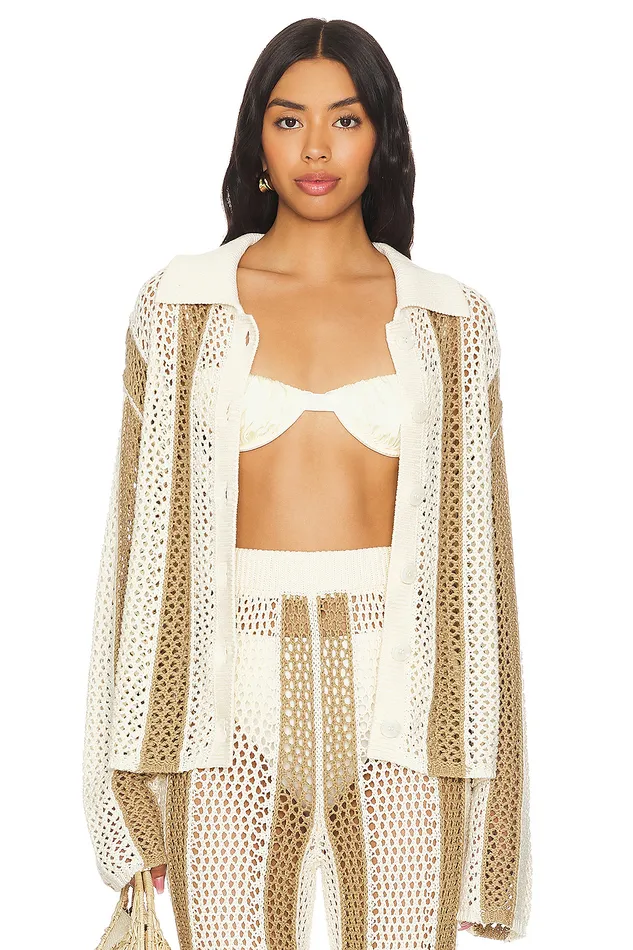 Sweaters and Knits Women Lovers and Friends Kerim Stripe Top Ivory and Beige Stripe Sweaters and Knits Women Lovers and Friends Kerim Stripe Top Ivory and Beige Stripe