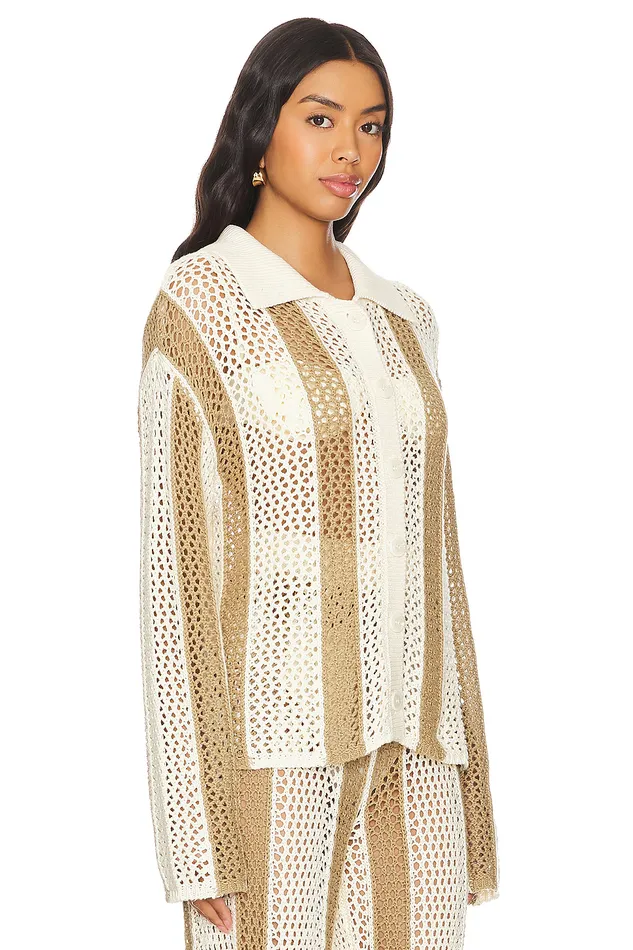 Sweaters and Knits Women Lovers and Friends Kerim Stripe Top Ivory and Beige Stripe Sweaters and Knits Women Lovers and Friends Kerim Stripe Top Ivory and Beige Stripe