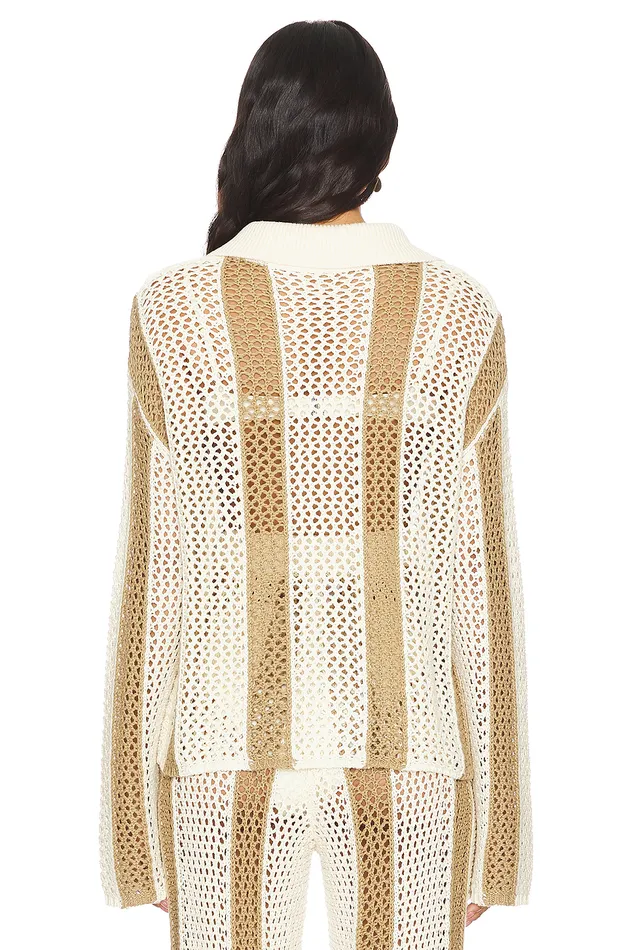 Sweaters and Knits Women Lovers and Friends Kerim Stripe Top Ivory and Beige Stripe Sweaters and Knits Women Lovers and Friends Kerim Stripe Top Ivory and Beige Stripe