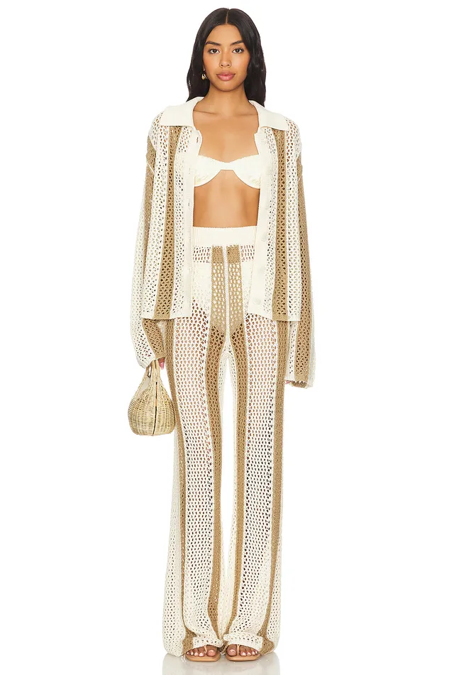 Sweaters and Knits Women Lovers and Friends Kerim Stripe Top Ivory and Beige Stripe Sweaters and Knits Women Lovers and Friends Kerim Stripe Top Ivory and Beige Stripe