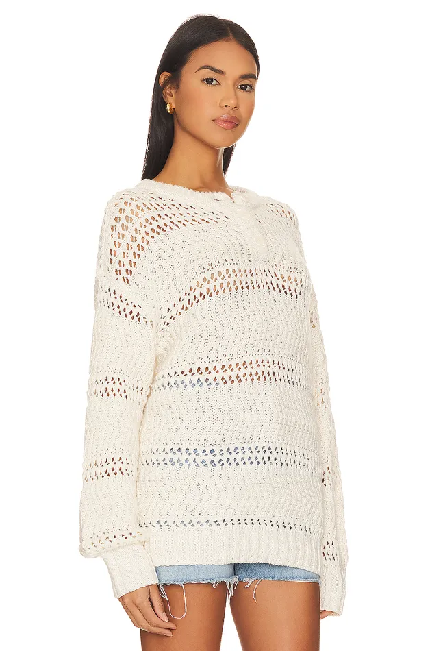 Sweaters and Knits Women Lovers and Friends Mara Henley Open Stitch Sweater Ivory Sweaters and Knits Women Lovers and Friends Mara Henley Open Stitch Sweater Ivory