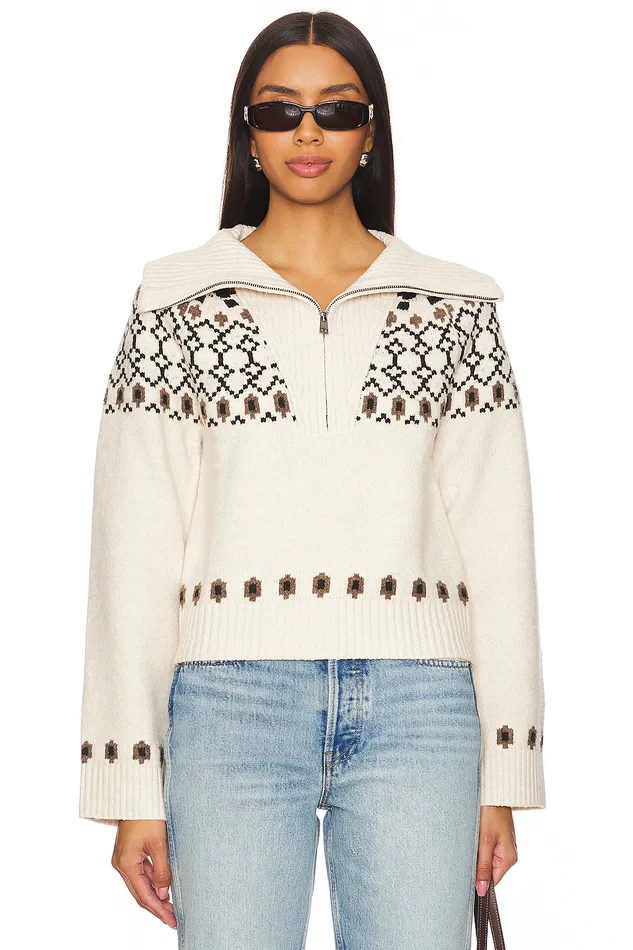 Sweaters and Knits Women Lovers and Friends Ravina Fairisle Sweater Ivory and Brown Multi Sweaters and Knits Women Lovers and Friends Ravina Fairisle Sweater Ivory and Brown Multi