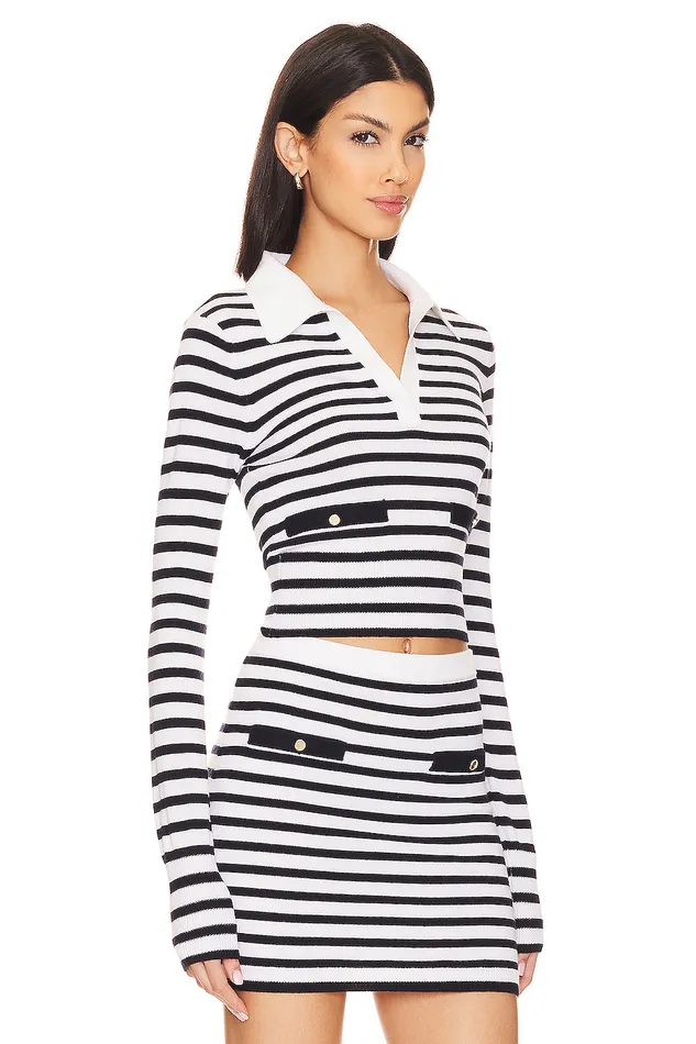 Sweaters and Knits Women Lovers and Friends Selene Striped Sweater Black and White