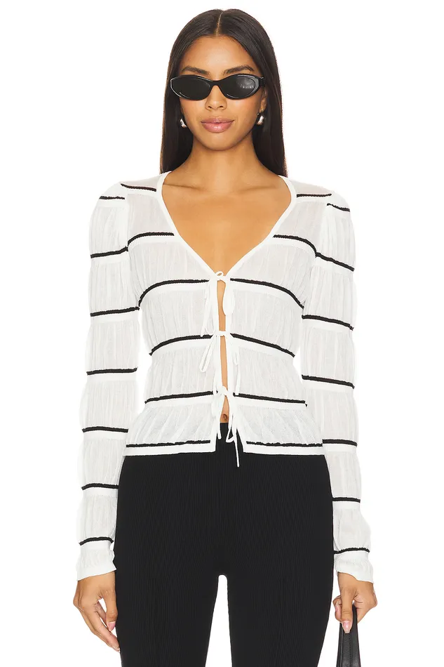 Sweaters and Knits Women Lovers and Friends Tanya Cardigan Cream and Black Stripe Sweaters and Knits Women Lovers and Friends Tanya Cardigan Cream and Black Stripe