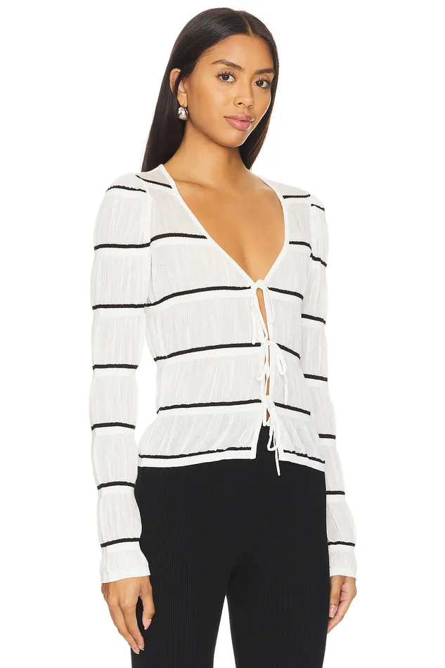 Sweaters and Knits Women Lovers and Friends Tanya Cardigan Cream and Black Stripe
