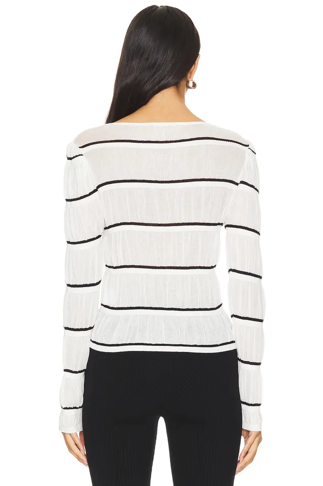 Sweaters and Knits Women Lovers and Friends Tanya Cardigan Cream and Black Stripe