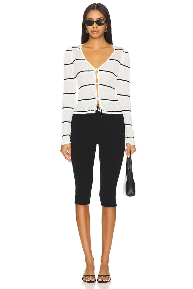 Sweaters and Knits Women Lovers and Friends Tanya Cardigan Cream and Black Stripe