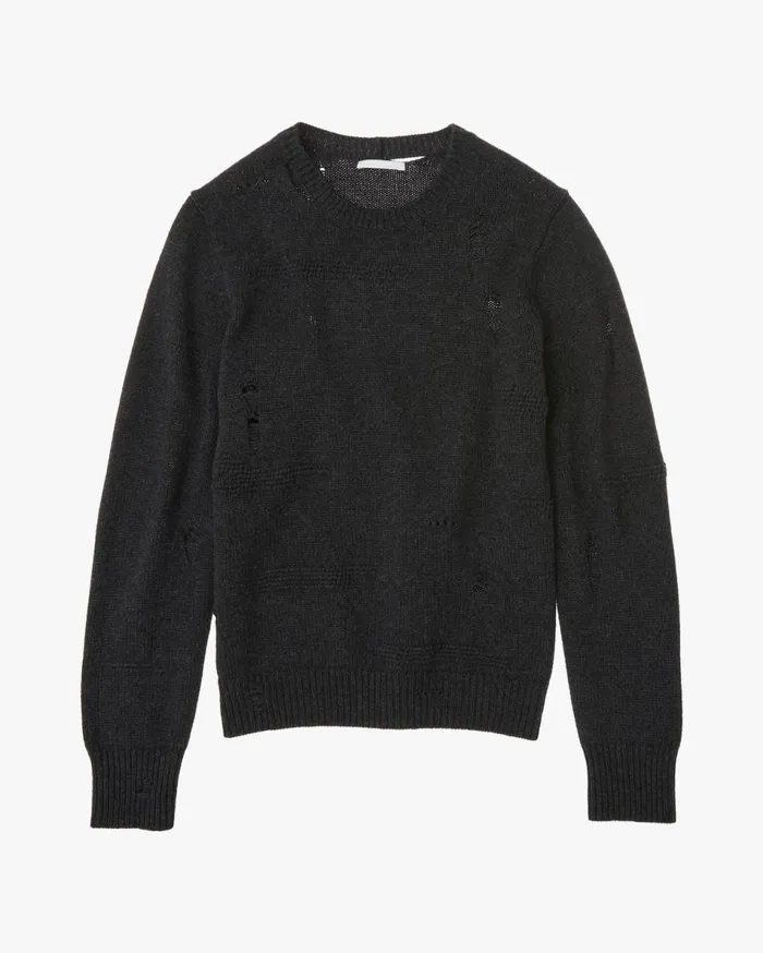 Sweaters Men Helmut Lang Distressed Sweater Charcoal