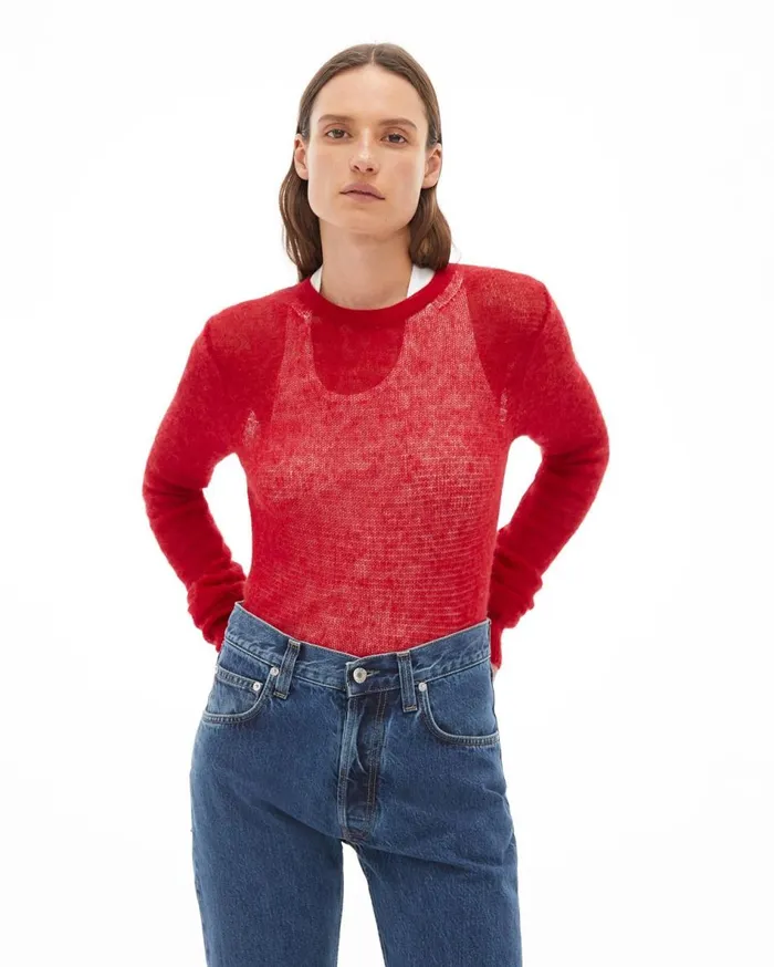 Sweaters Women Helmut Lang Air Crewneck Sweater Lava