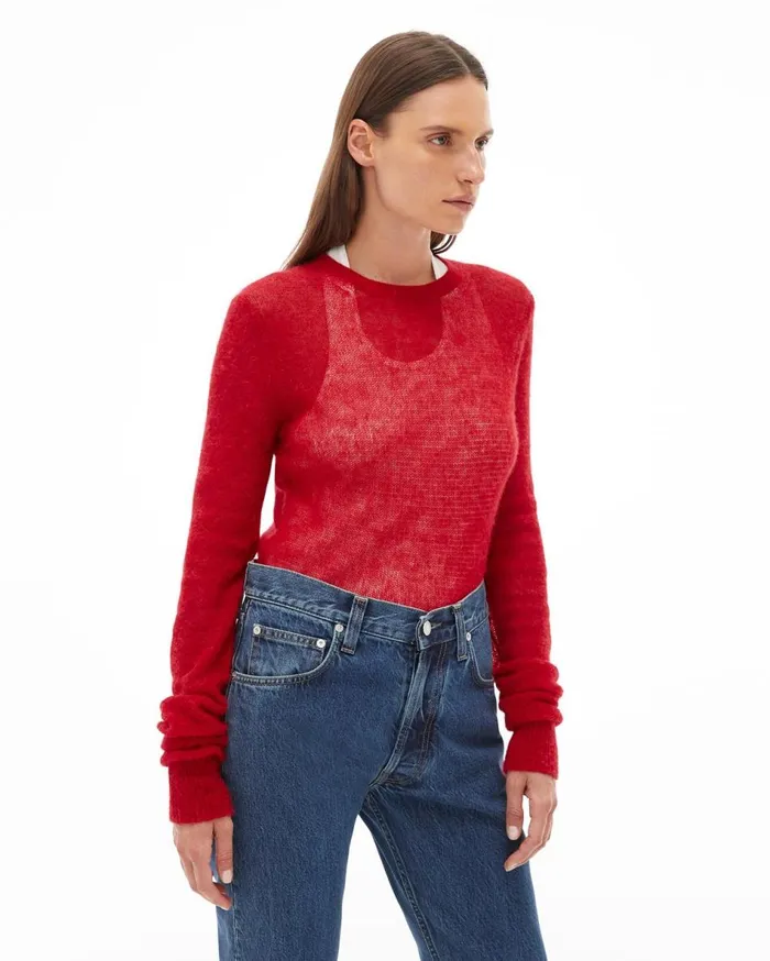 Sweaters Women Helmut Lang Air Crewneck Sweater Lava
