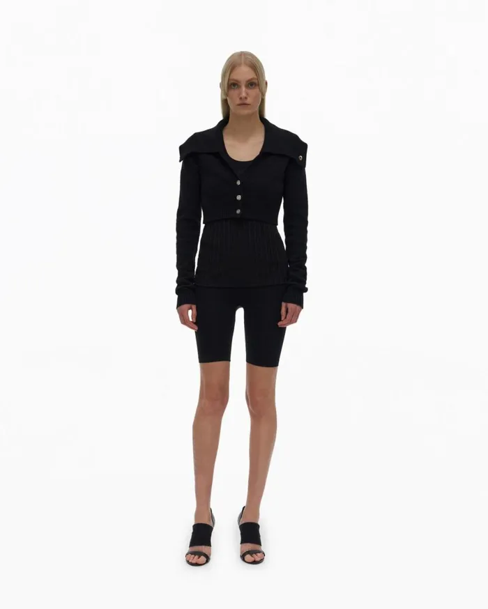 Sweaters Women Helmut Lang Cropped Cardigan Black