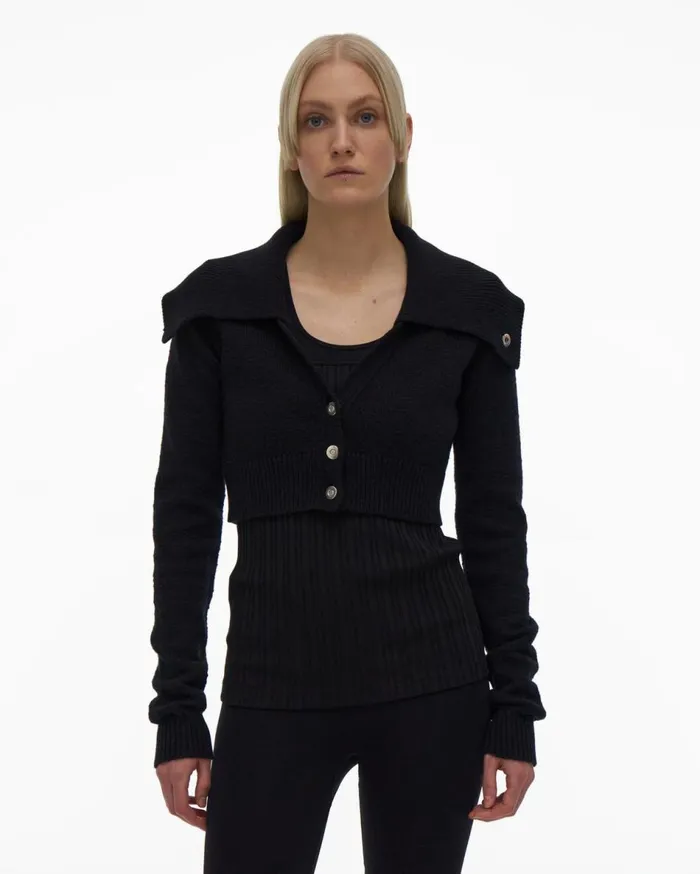 Sweaters Women Helmut Lang Cropped Cardigan Black