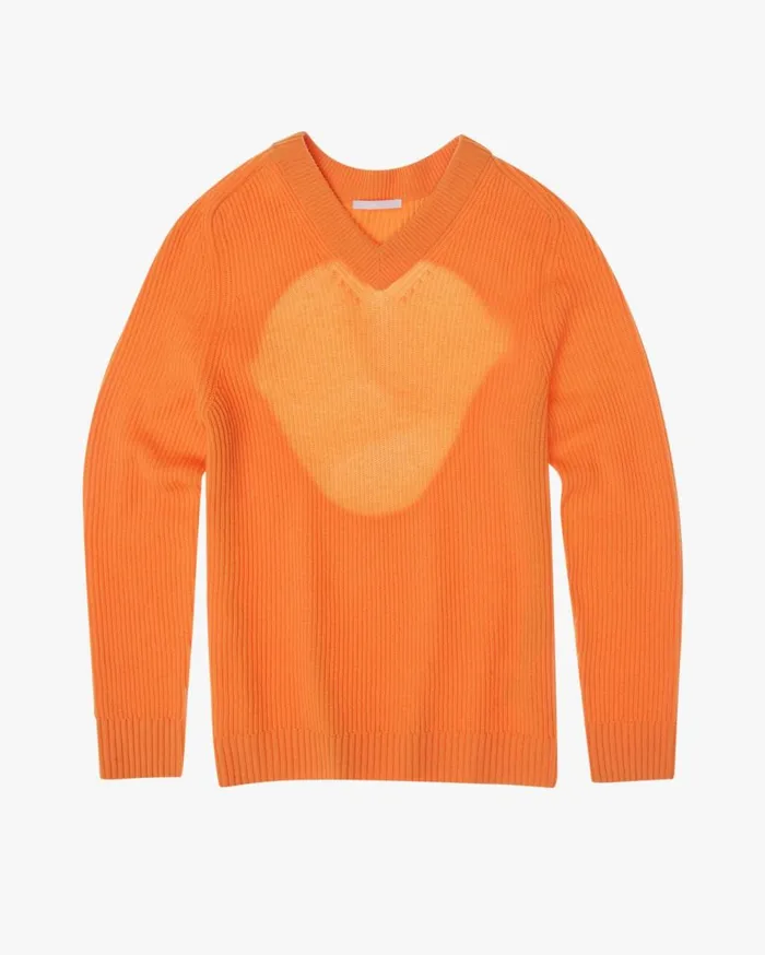 Sweaters Women Helmut Lang Cutout VNeck Sweater Safety Orange