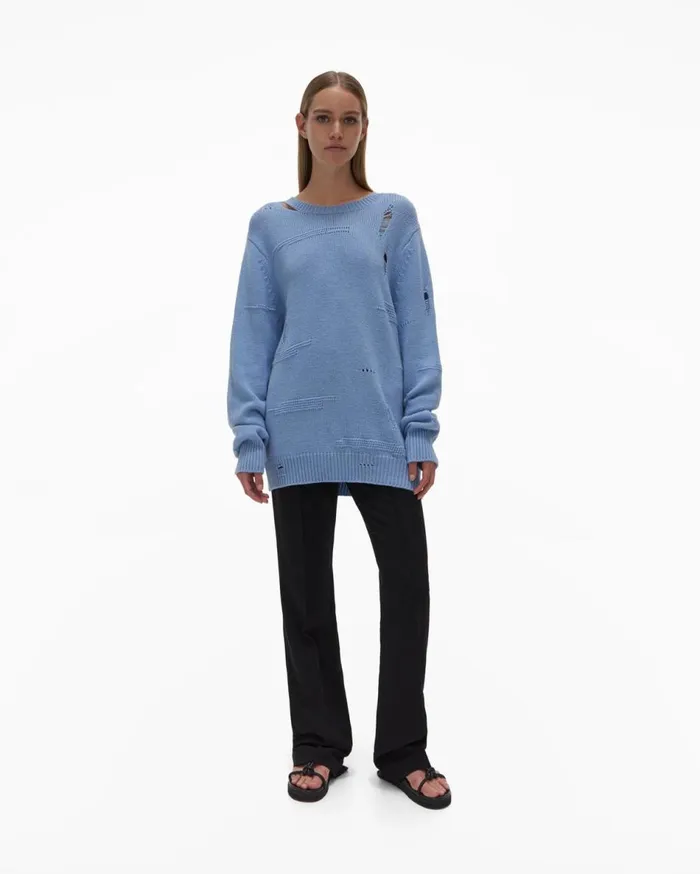 Sweaters Women Helmut Lang Distressed Sweater Aquarius