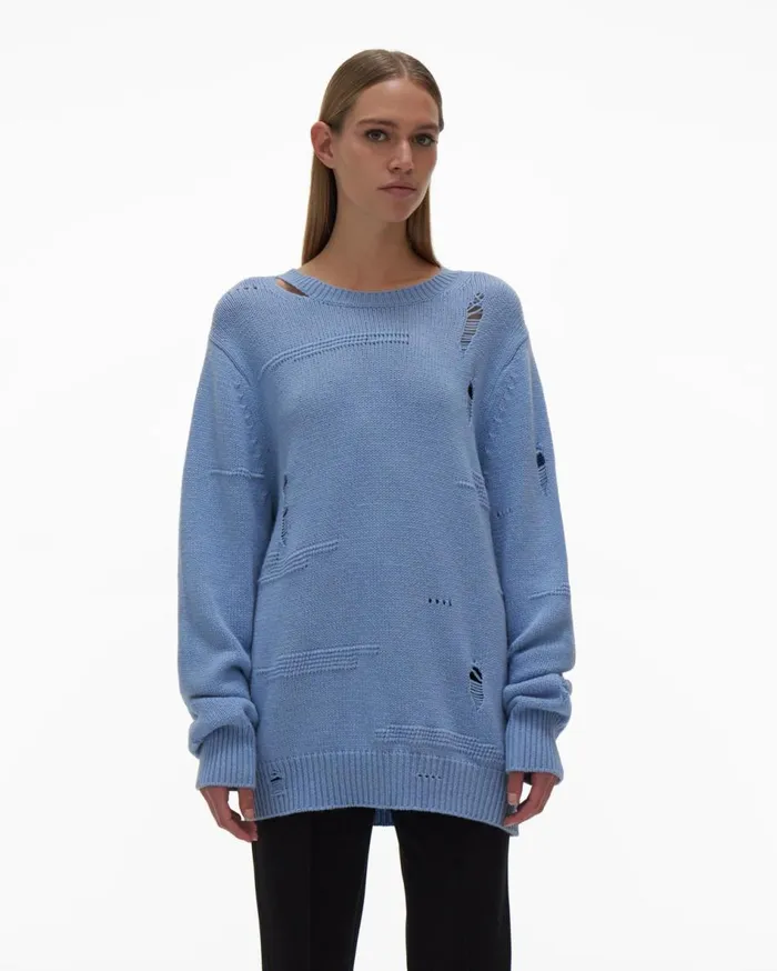 Sweaters Women Helmut Lang Distressed Sweater Aquarius