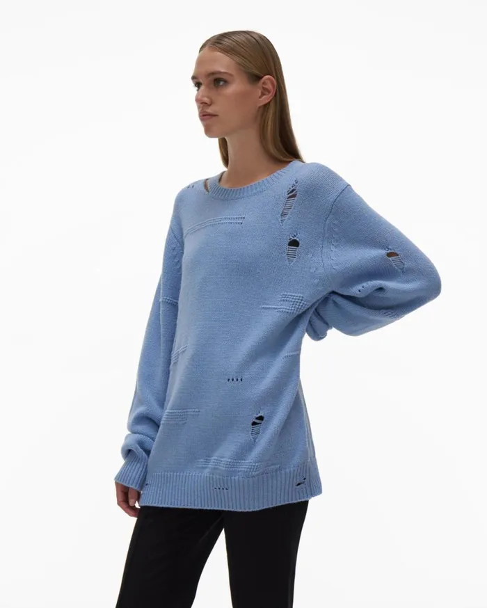 Sweaters Women Helmut Lang Distressed Sweater Aquarius