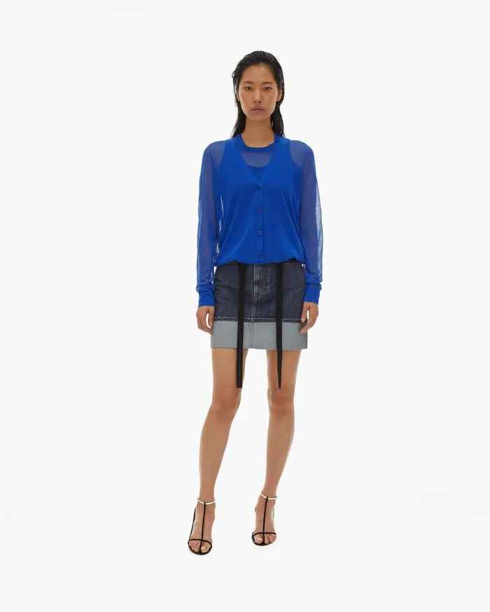 Sweaters Women Helmut Lang Double Layer Top Azurite