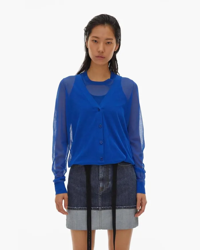 Sweaters Women Helmut Lang Double Layer Top Azurite