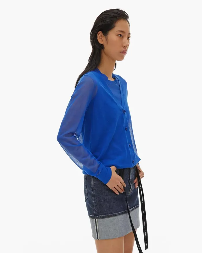 Sweaters Women Helmut Lang Double Layer Top Azurite