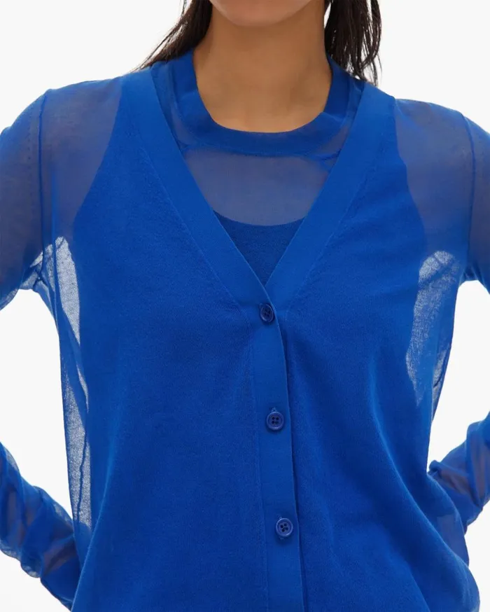 Sweaters Women Helmut Lang Double Layer Top Azurite