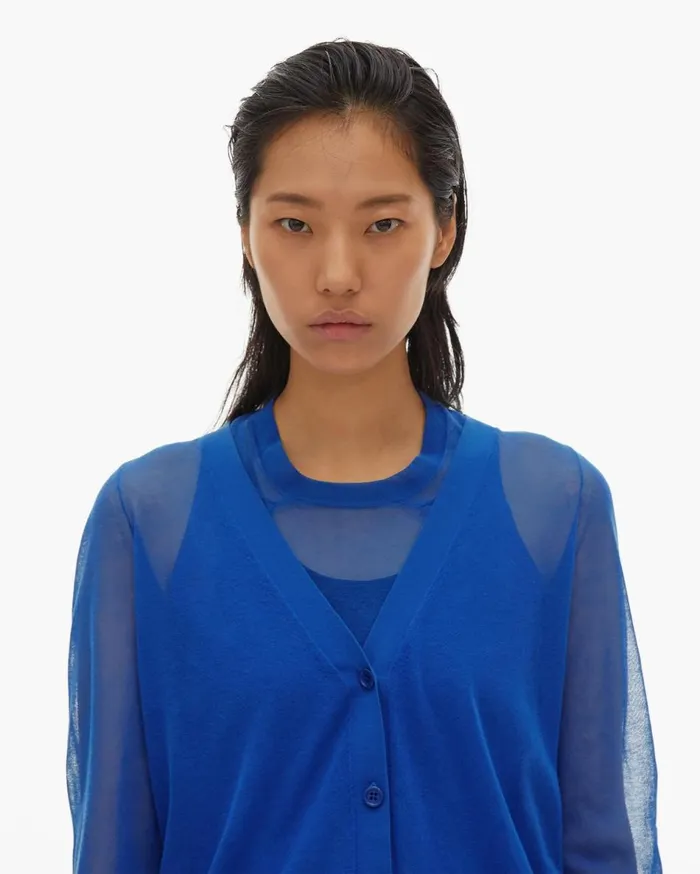 Sweaters Women Helmut Lang Double Layer Top Azurite