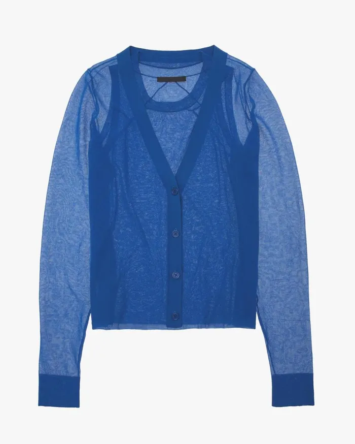 Sweaters Women Helmut Lang Double Layer Top Azurite