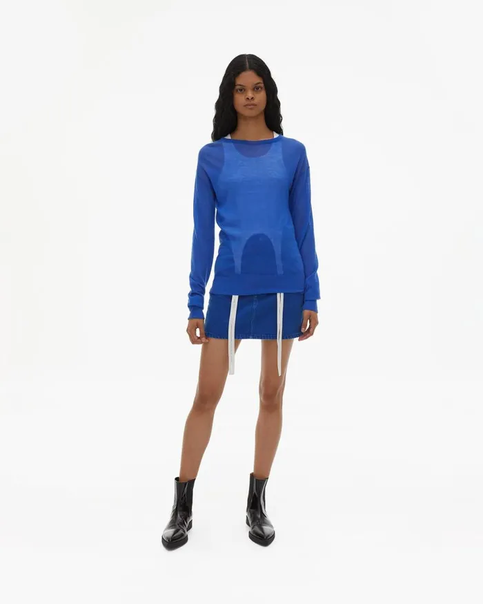 Sweaters Women Helmut Lang Fine Cashmere Crewneck Azurite