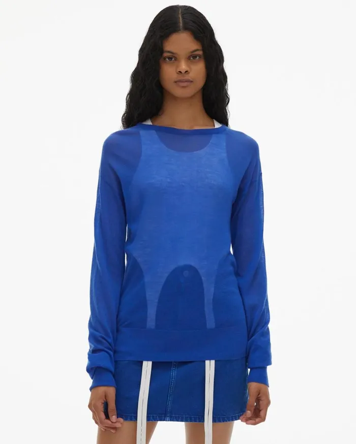 Sweaters Women Helmut Lang Fine Cashmere Crewneck Azurite