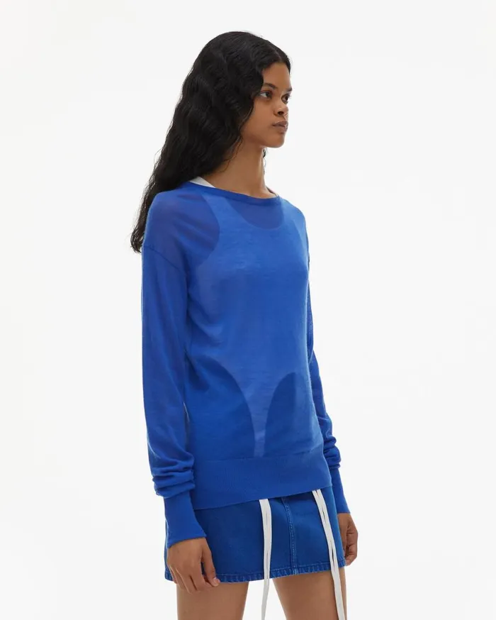 Sweaters Women Helmut Lang Fine Cashmere Crewneck Azurite