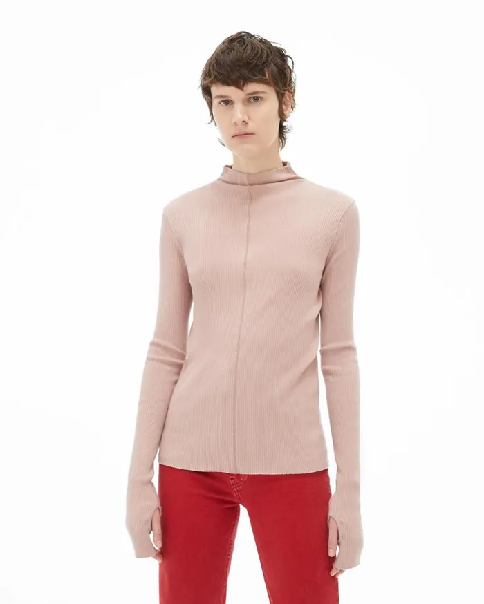 Sweaters Women Helmut Lang High Neck Rib Top Sorbet