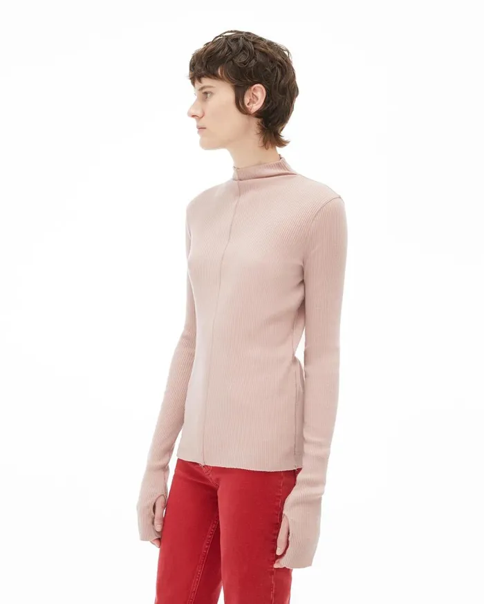 Sweaters Women Helmut Lang High Neck Rib Top Sorbet