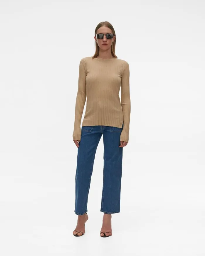 Sweaters Women Helmut Lang Ribbed Crewneck Sweater Nude