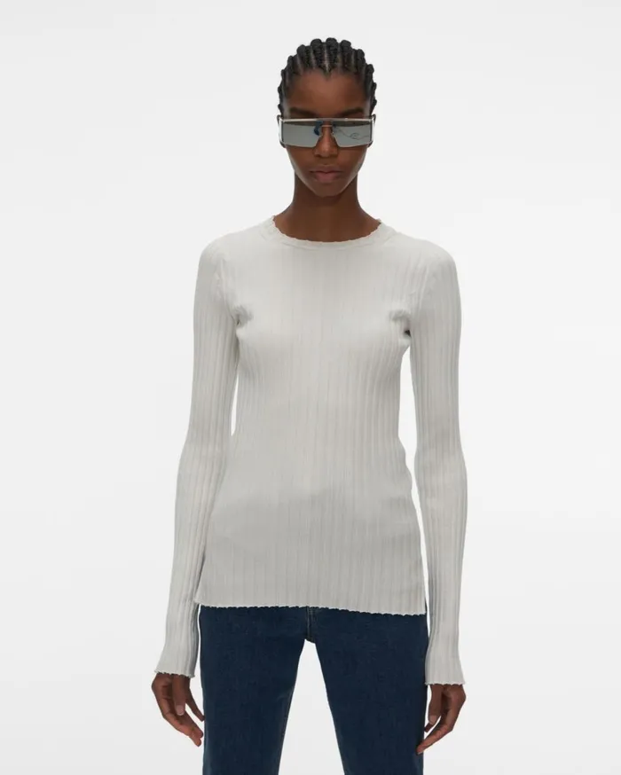 Sweaters Women Helmut Lang Ribbed Crewneck Sweater White