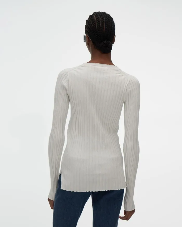 Sweaters Women Helmut Lang Ribbed Crewneck Sweater White