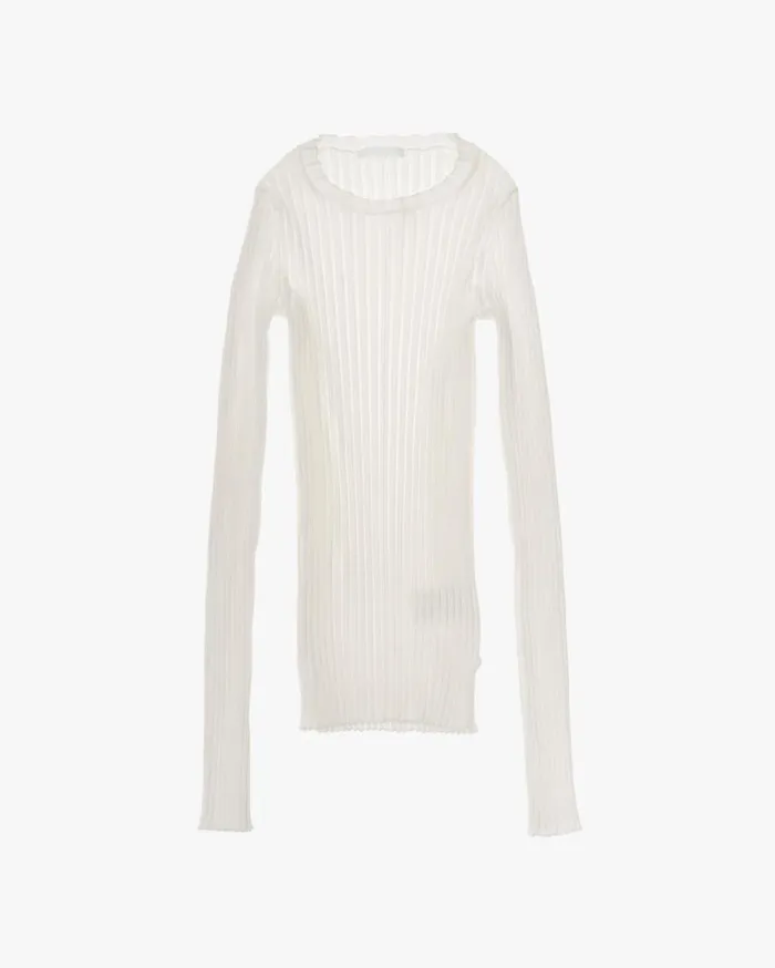 Sweaters Women Helmut Lang Ribbed Crewneck Sweater White