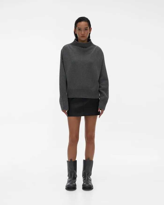 Sweaters Women Helmut Lang Stitch Mockneck Top Airforce Grey