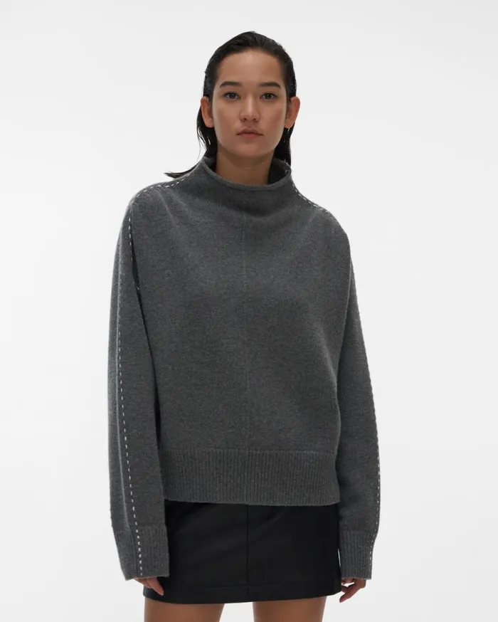 Sweaters Women Helmut Lang Stitch Mockneck Top Airforce Grey