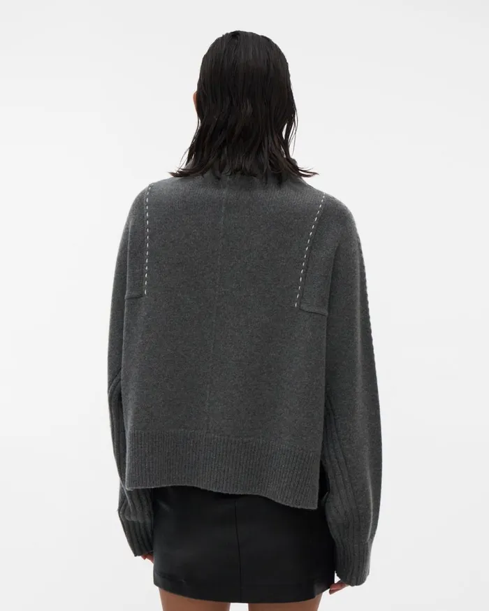 Sweaters Women Helmut Lang Stitch Mockneck Top Airforce Grey