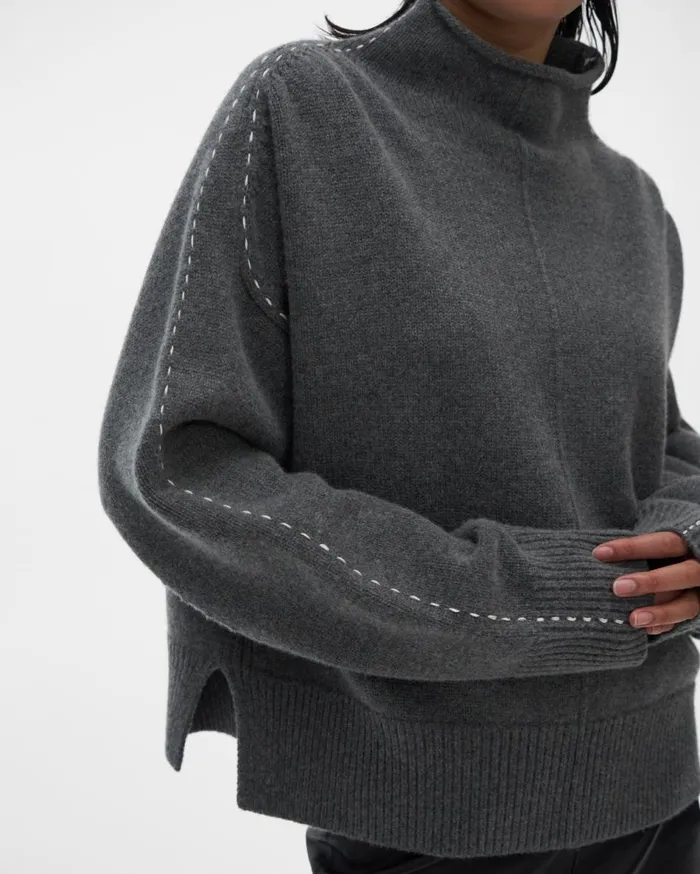Sweaters Women Helmut Lang Stitch Mockneck Top Airforce Grey