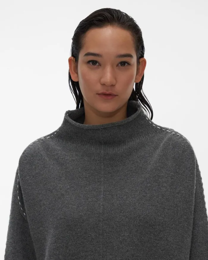 Sweaters Women Helmut Lang Stitch Mockneck Top Airforce Grey