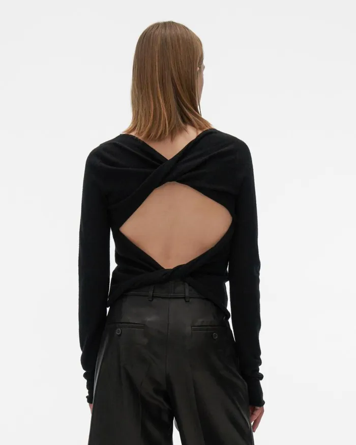 Sweaters Women Helmut Lang Twist Crewneck Sweater Black