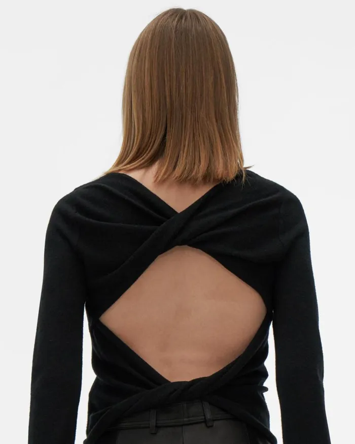 Sweaters Women Helmut Lang Twist Crewneck Sweater Black