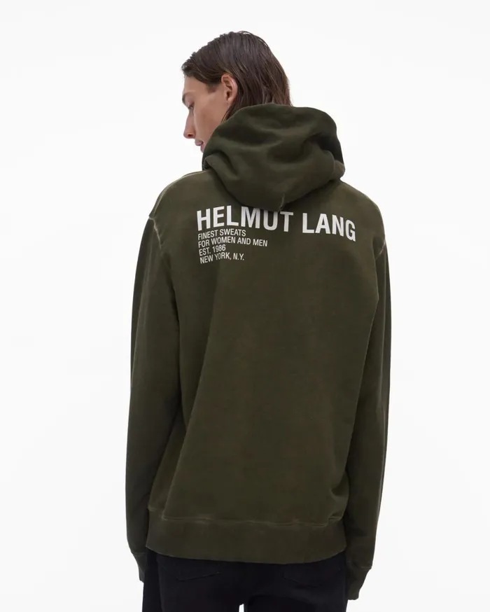 Sweatshirts Men Helmut Lang Garment Dyed Hoodie Birch Green