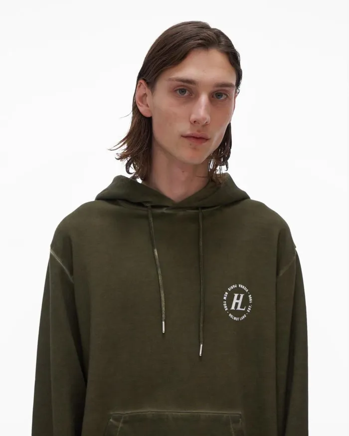 Sweatshirts Men Helmut Lang Garment Dyed Hoodie Birch Green