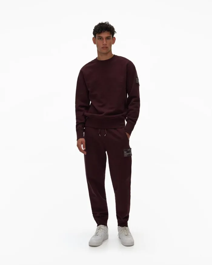 Sweatshirts Men Helmut Lang Patch Crewneck Sweatshirt Crimson Night